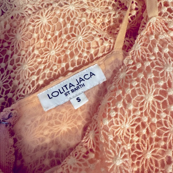 Lolita Jaca Light Pink Crochet Mini Dress SMALL - Picture 3 of 4